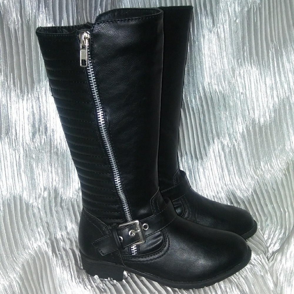 Girls New Black Knee High Riding Boots